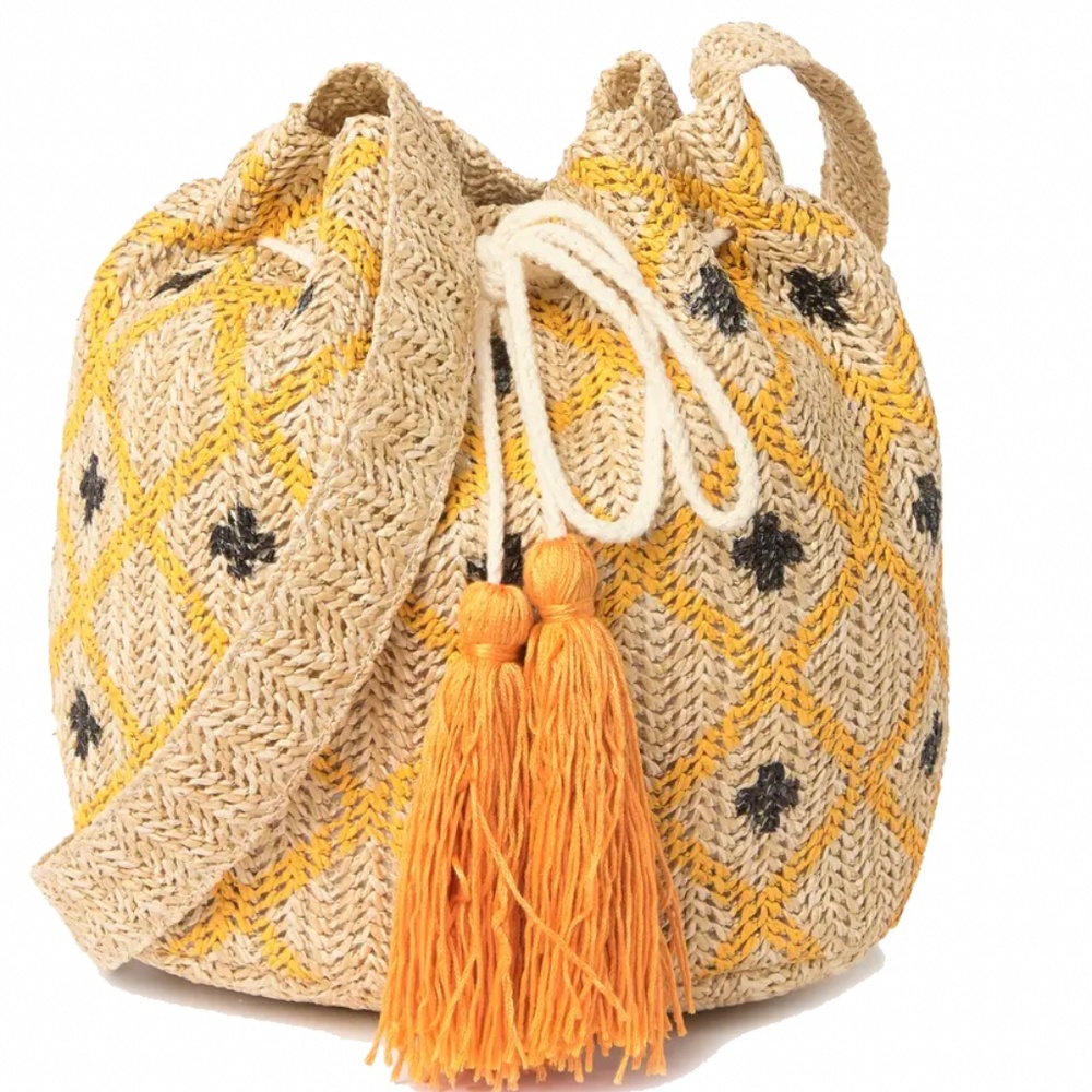 Most Wanted USA - straw drawstring Crossover bag